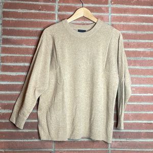 J. Crew Italian Cashmere tan crew neck sweater - size medium